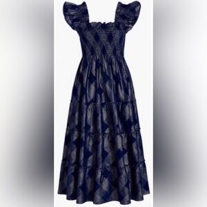 Hill House Ellie Nap Dress Navy Glitter Check, Size Small